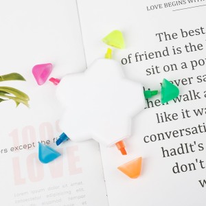 Adversting Cheap Custom logo 5 in 1pentacle Shape Highlighter