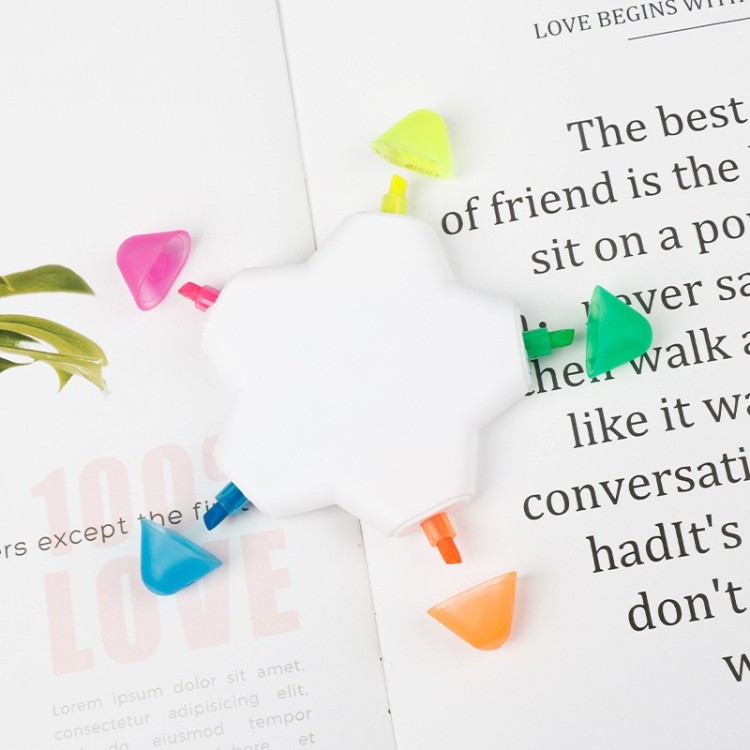 Adversting Cheap Custom logo 5 in 1pentacle Shape Highlighter